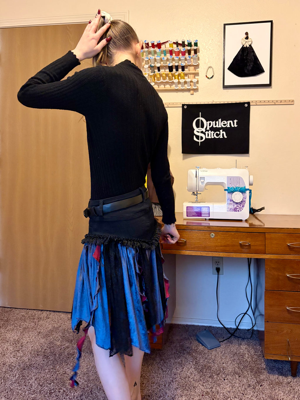 Nightfall Velvet & Lace Handkerchief Skirt