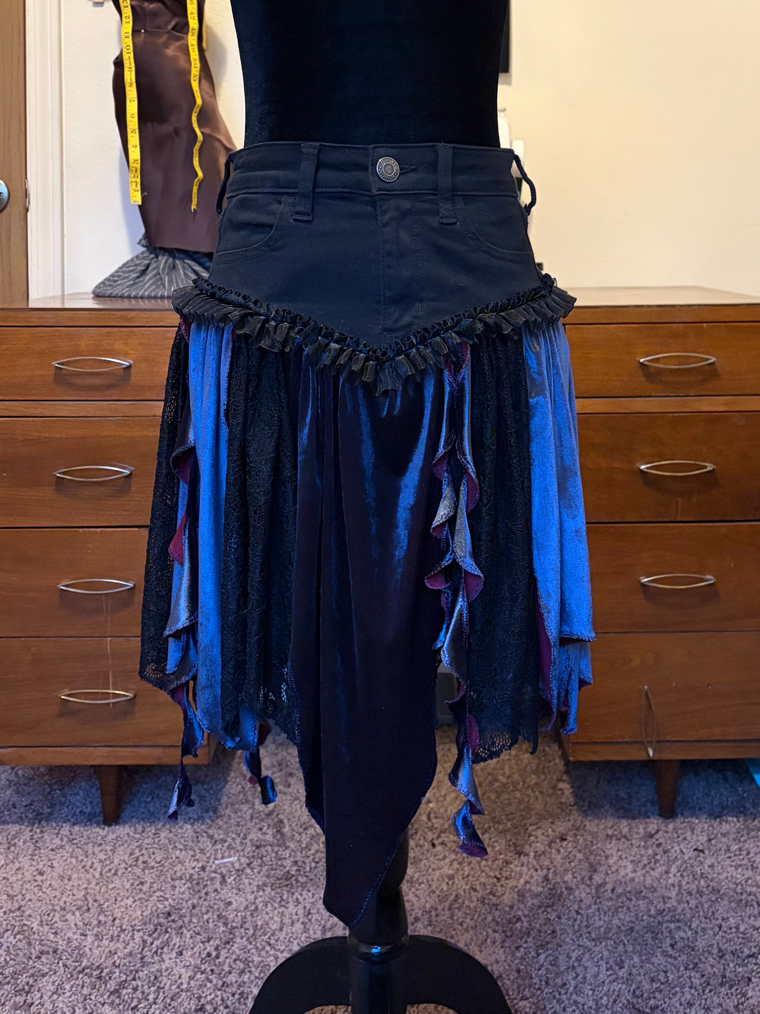 Nightfall Velvet & Lace Handkerchief Skirt
